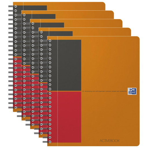 [3663160113132] OXFORD Activebook Spiral Notebook Polypro A5+ 160 Lined Pages X 5