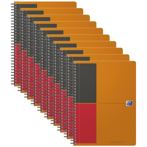 [3663160113187] OXFORD Activebook Notebook B5 Ruled 6mm 160 Pages Polypro Cover X 10