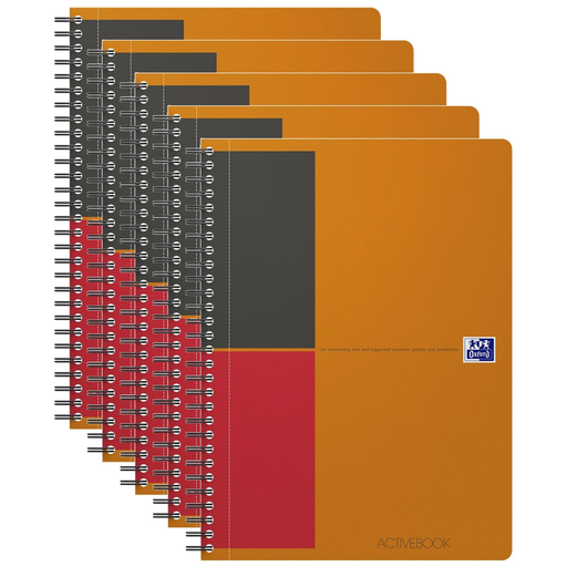 [3663160113194] OXFORD Activebook Notebook B5 Ruled 6mm 160 Pages Polypro Cover X 5