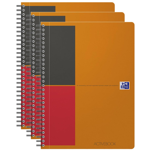 [3663160113200] OXFORD Activebook Notebook B5 Ruled 6mm 160 Pages Polypro Cover X 3