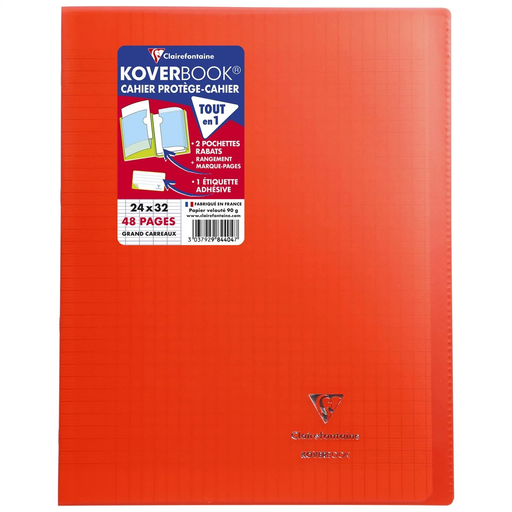 [3665136000323] CLAIREFONTAINE Koverbook Stitched Notebook 24x32cm 48 Pages Squared Red 40 units