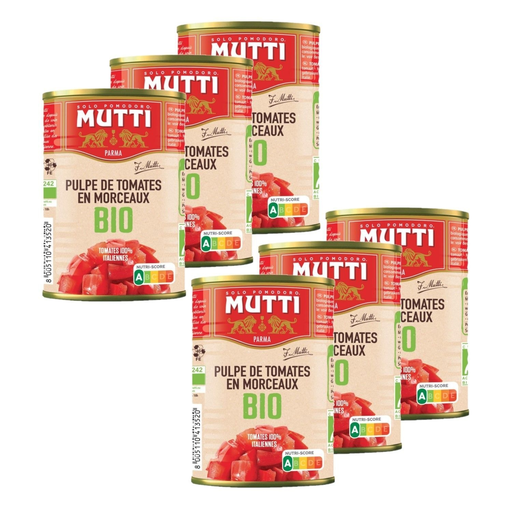 [3665549125989] MUTTI Pulpa de Tomate en Trozos Bio 6 latas de 0.4 kg
