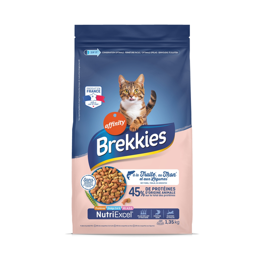 [3700260418481] BREKKIES Croquettes pour Chat Adulte Poissons et Légumes 1,35 kg