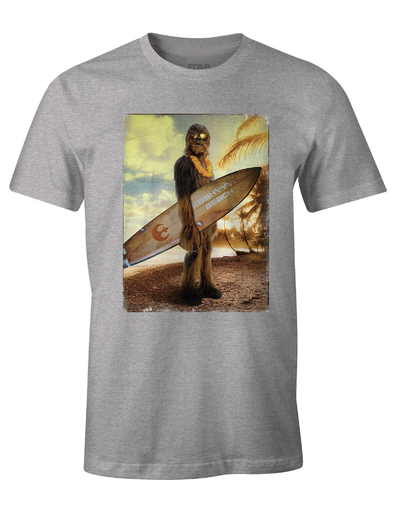 [3700334568920] STAR WARS T-shirt Chewie on the Beach XL Gris chiné