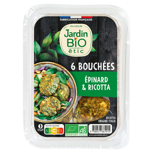 [3700477661915] JARDIN BIO ETIC Spinach and Ricotta Bites 180 g