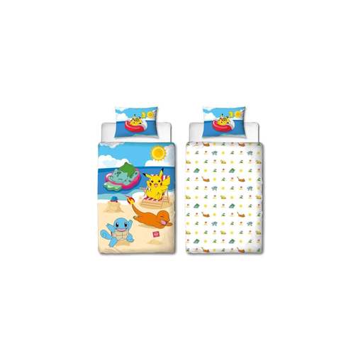 [3700891701075] POKEMON Pikachu at the beach Bedding Set Microfiber 140 x 200cm + 63 x 63cm