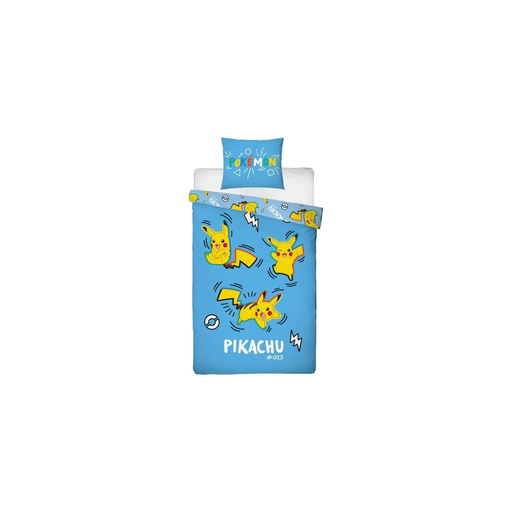 [3700891701105] POKEMON Bedding Set Pikachu dans tous ses états 140x200cm + 63x63cm