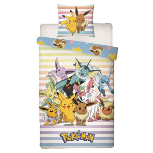 [3700891701129] POKÉMON Parure de Lit Enfant Pikachu et Evoli 140x200cm + 63x63cm