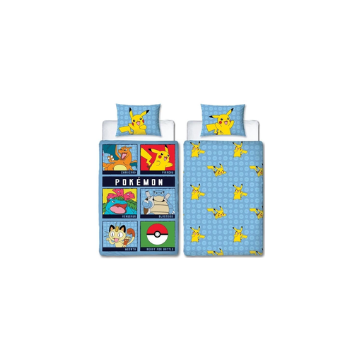 [3700891712156] POKEMON Parure de lit réversible Battle Microfibre 140 x 200cm + 63 x 63cm