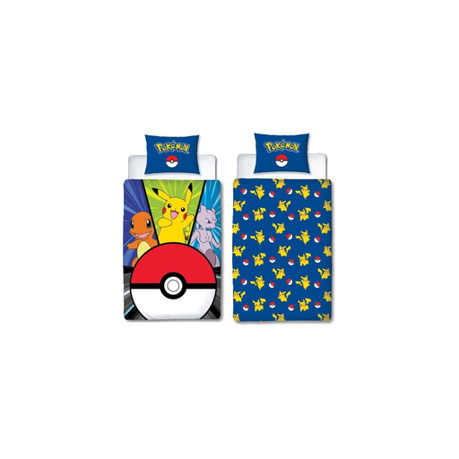 [3700891712446] POKEMON Pikachu and Poké-ball Bedding Set Microfiber 140x200cm + 63x63cm