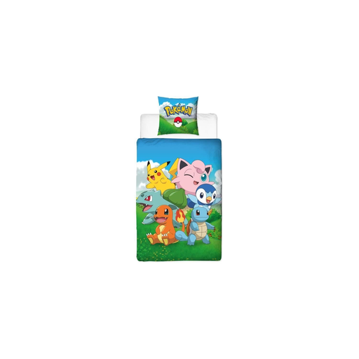 [3700891712453] POKEMON Bedding Set Pikachu and Friends Blue Microfiber 140x200cm + 63x63cm