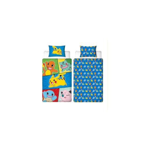 [3700891712538] POKEMON Pikachu and Starter V Bedding Set Microfiber 140x200cm + 63x63cm