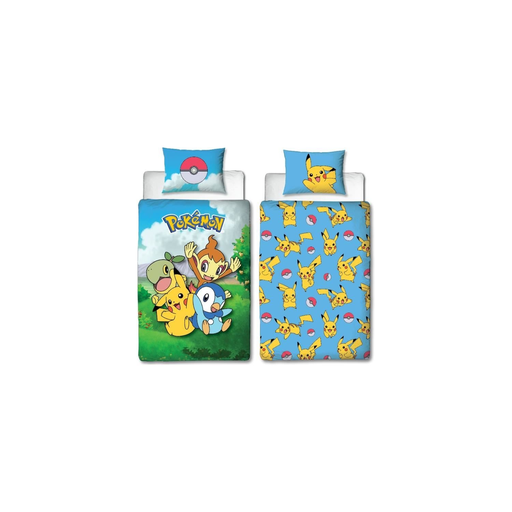 [3700891714341] POKEMON Reversible Bedding Set Pikachu and Friends 140x200cm + 63x63cm