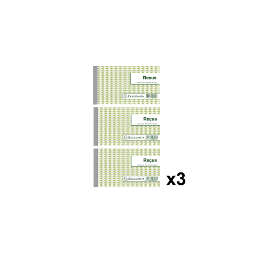 [3700928935442] EXACOMPTA Duplicate receipt book 10.5x18cm (pack of 3)