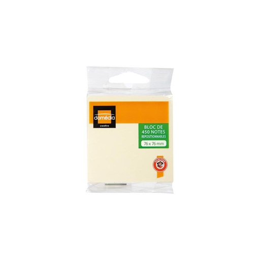 [3250391458042] DOMEDIA Repositionable Notes 76x76mm Yellow