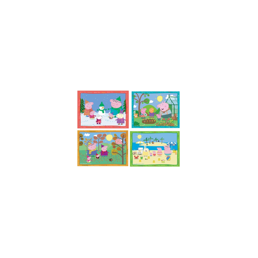[3701267555421] RAVENSBURGER 4 Puzzles Progresivos Peppa Pig: Jardín Mar Otoño Invierno 12 16 20 24 Piezas