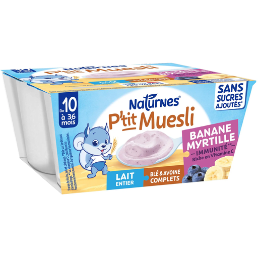[3701669201049] NATURNES Muesli Banana Mirtilo Leite inteiro Trigo & Aveia 4x100g