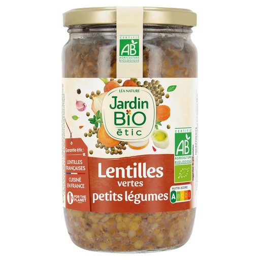 [3760020503512] JARDIN BIO Lentils cooked with vegetables 660 g