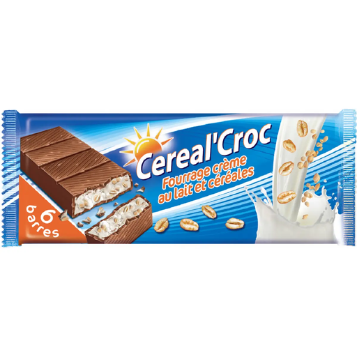 [3760225880029] BARRES Cereal'Croc biscuits fourrés à la crème au lait et céréales 6 x 20 g