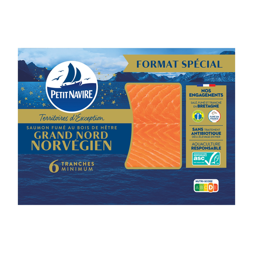 [3760253432474] PETIT NAVIRE Atlantic Smoked Salmon Grand Nord Norvégien 195 g