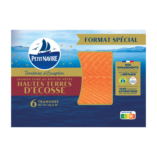 [3760253433235] PETIT NAVIRE Scottish Highlands Smoked Salmon 6 slices 175 g