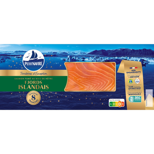 [3760253433280] PETIT NAVIRE Icelandic Fjord Smoked Salmon 8 slices 230 g