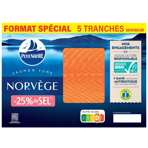 [3760253433358] PETIT NAVIRE Atlantic Smoked Salmon Norway Farmed 5 slices 145 g