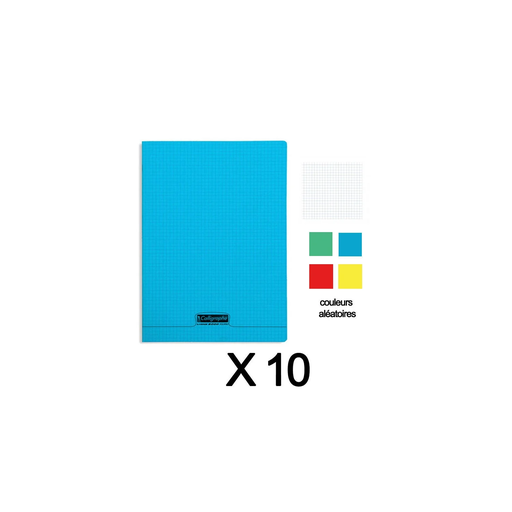 [3760371461585] CLAIREFONTAINE Set of 10 Notebooks 24x32cm Small Squares 96 Pages Polypro Cover