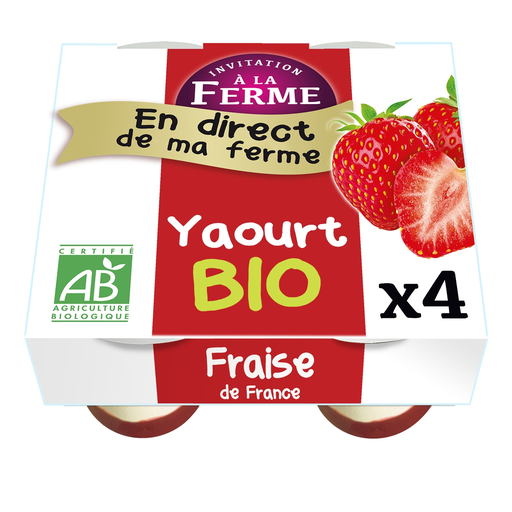 [3770000451740] INVITATION A LA FERME Organic Strawberry Yogurt les ptits korrigans 4x125g