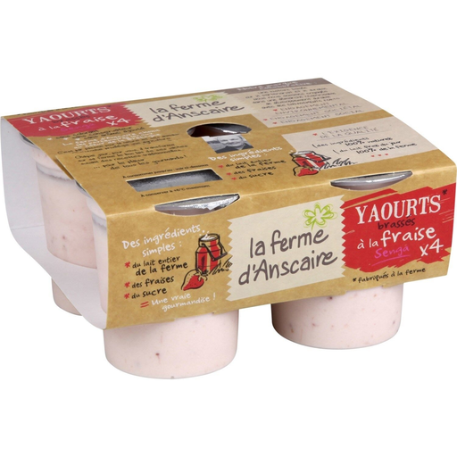 [3770007066046] LA FABRIK D'ANSCAIRE Strawberry Yogurts 4 pots of 125 g