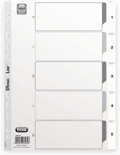 [4002030034853] OXFORD A4 Plastic Dividers Numeric 5 Tabs