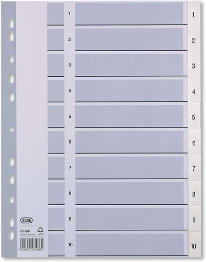 [4002030034860] OXFORD Intercalaires en plastique A4 Numériques 10 touches