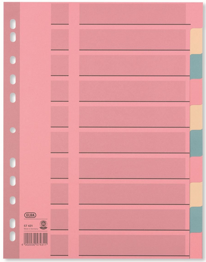 [4002030574311] OXFORD Cardboard Dividers, plain A4 10 tabs