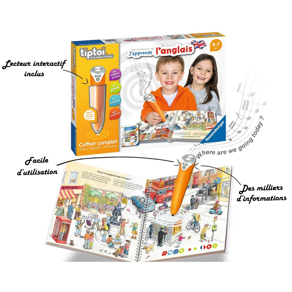 RAVENSBURGER Tiptoi® Set Completo Lector Interactivo + Libro Aprendo Inglés, el set