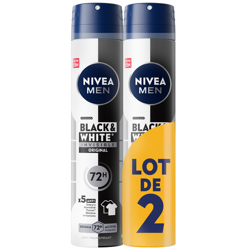 [4005900498625] NIVEA MEN Black & White Desodorizante Spray Homem 48h Anti-manchas brancas 2 x 200 ml