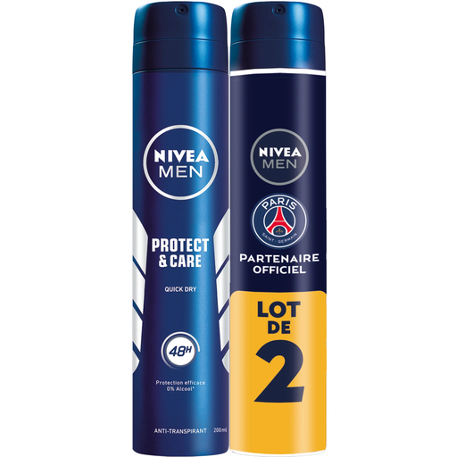 [4005900498687] NIVEA Déodorant Homme Protect & Care 48h Men, lot de 2 sprays de 200 ml