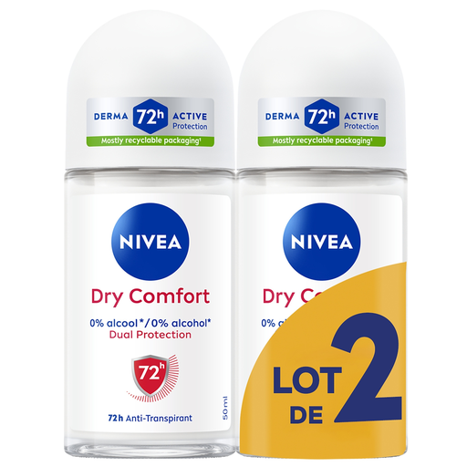 [4006000249889] NIVEA Desodorante Roll-On Antitranspirante 72H Dry Comfort 2 x 50 ml