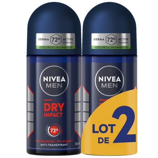 [4006000250083] NIVEA Desodorante Roll-On Dry Impact 72H Antitranspirante Lote 2x50ml