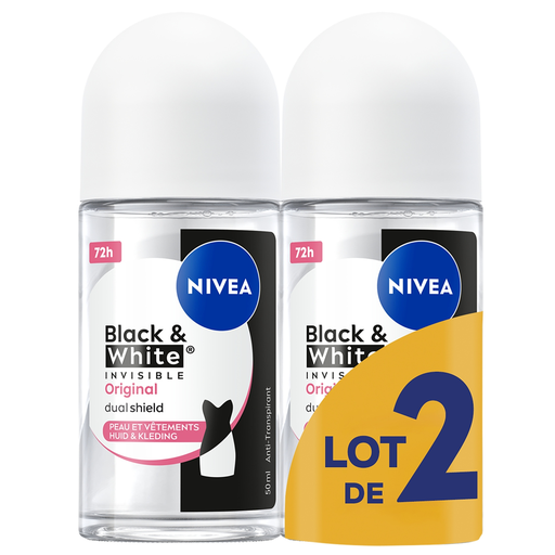 [4006000251592] NIVEA Roll-on Anti-Perspirant Deodorant 72H Black & White 50 ml