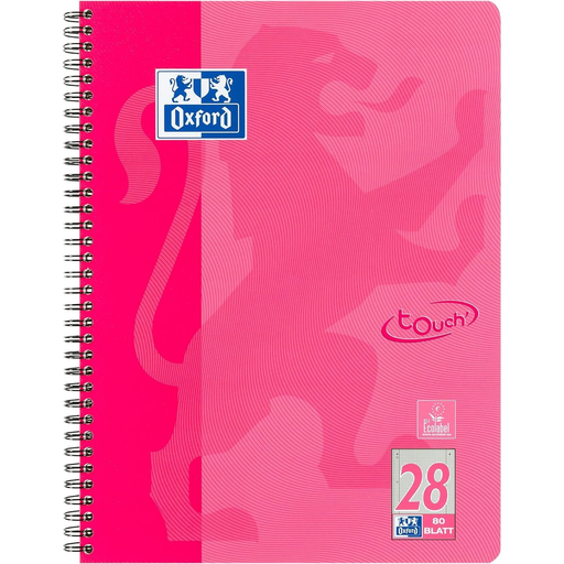 [4006140021314] OXFORD Touch Notebook A4+ Squared 160 Pages Pink