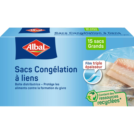 [4008871216878] ALBAL Sacs de congélation à lien, grande taille, les 15 sacs