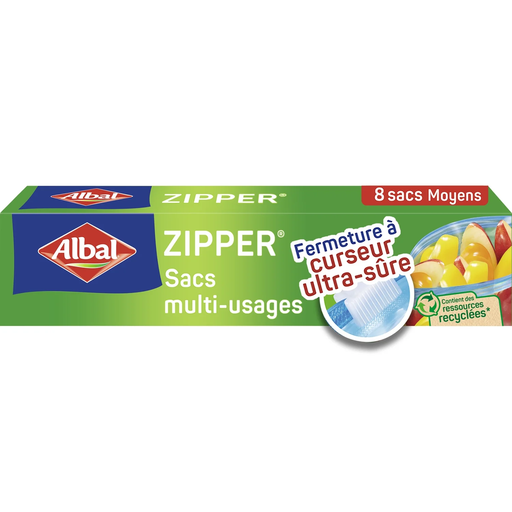 [4008871216922] ALBAL Sacos multiusos Zipper Fecho com cursor Modelo Médio 3 L x8