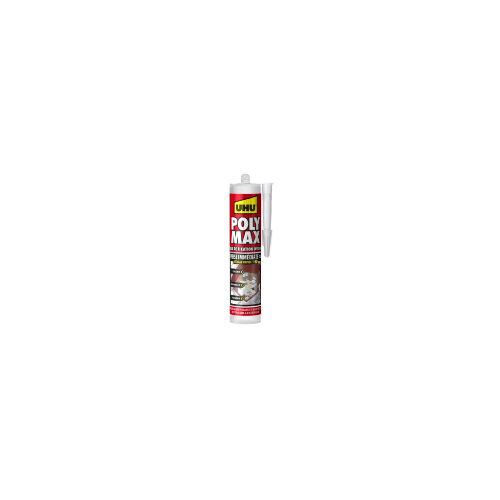 UHU Colle Mastic Prise Immédiate Polymax Invisible 300 g