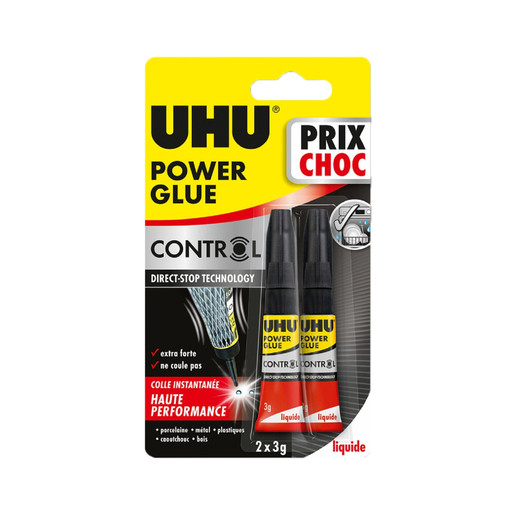 [4026700367157] UHU Glue Power Gel Liquide Control Ultra Rapide 2 tubes de 3g