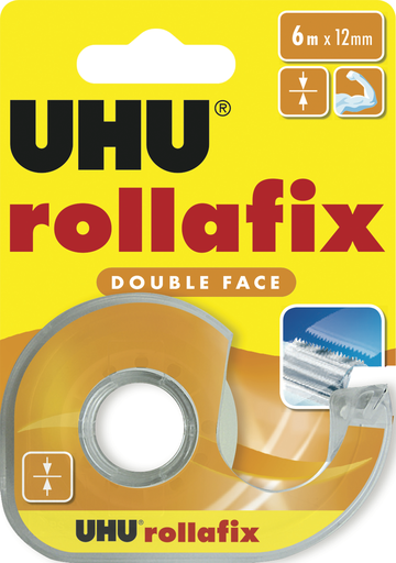 [4026700369755] UHU Ruban Adhésif Rollafix Double-Face Dévidoir 6mx12mm