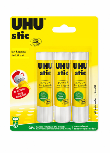[4026700412758] UHU Solvent-free glue stick 3 sticks of 8.2 g