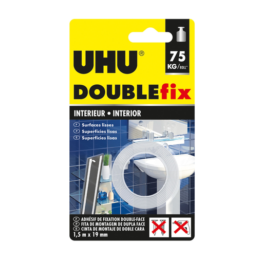 [4026700448559] UHU Doublefix Interior Double-Sided Adhesive Tape 1.5m 19mm