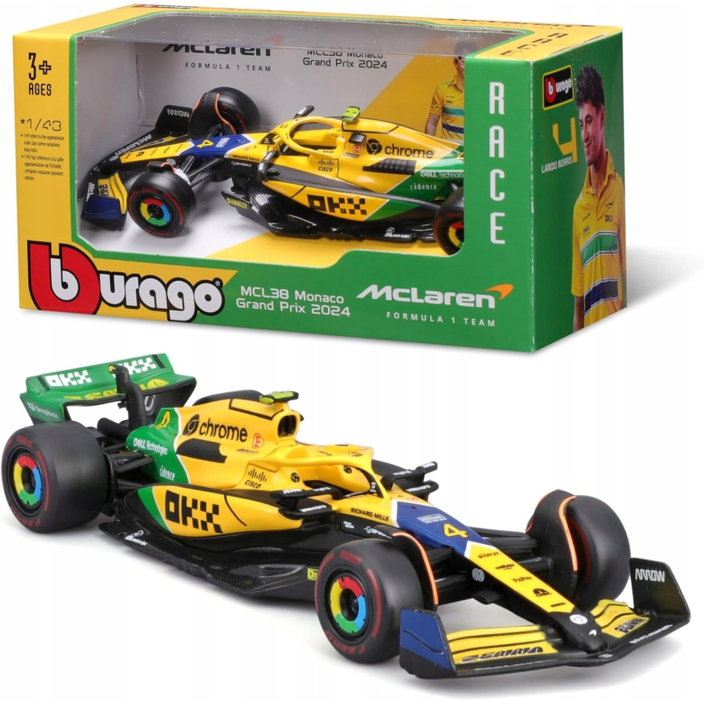 BBURAGO F1 McLaren MCL38 2024 Norris Senna Livery Voiture Miniature 1:43