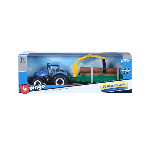 [4893993316502] BBURAGO Tractor Fendt o New Holland o Massey Fergusson + remolque a fricción surtido 1/43