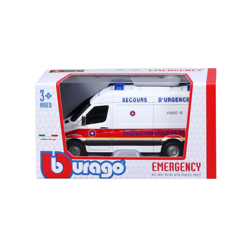 [4893993320004] BBURAGO Véhicules d'intervention Français Assortiment Pompier/Police/Ambulance 1/43
